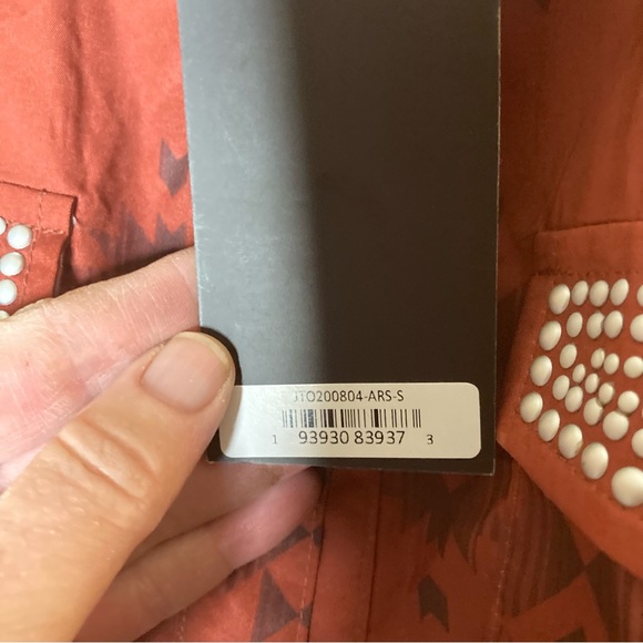 NWT Western Shirt by Lucky & Blessed Western Shirt Rust Size Small - Picture 8 of 8